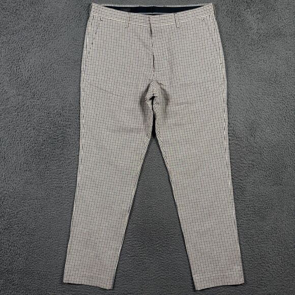J Crew Pants Mens 32x30 Brown Check Ludlow Slim Fit Slacks Somelos Linen Blend - Picture 1 of 14